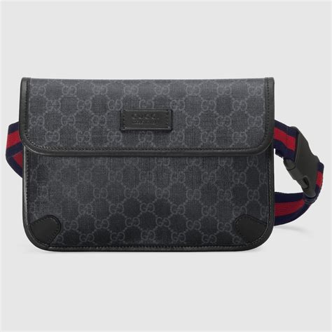 gucci black & grey gg supreme belt bag|Gucci quality black.